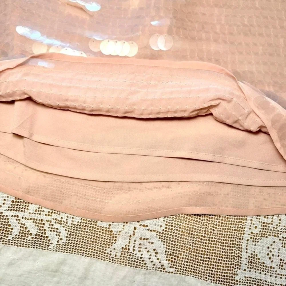 H&M‎ blush pink sequin mesh mini skirt size L